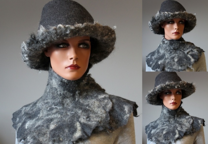 Felt hat and scarf