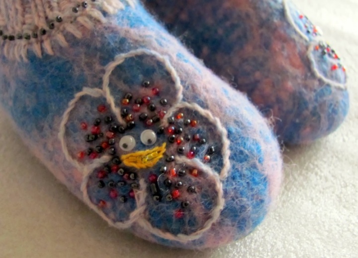 Felt shoes - Flowers, size 22.5 picture no. 2