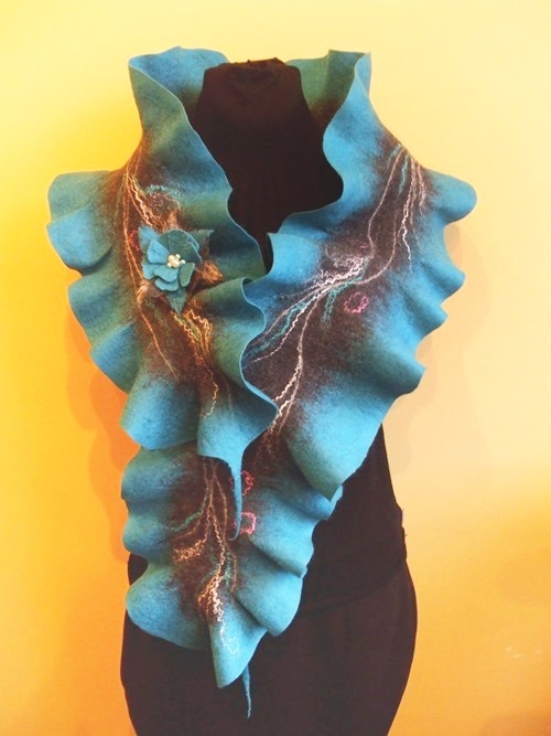 Turquoise gray scarf