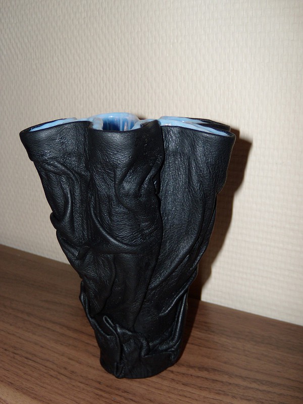 Leather decorated vase