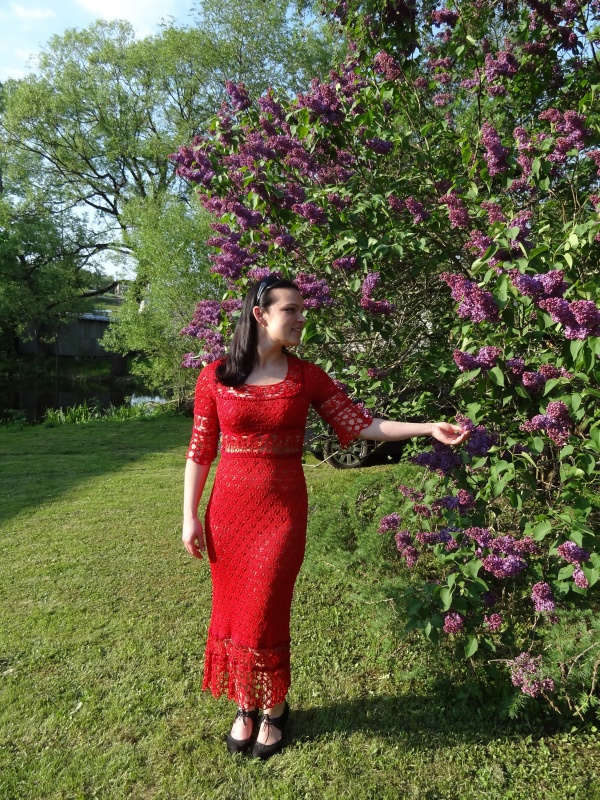 Bright red long dress picture no. 3
