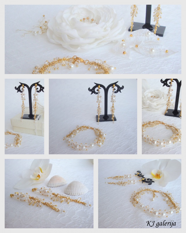 White pearl and crystal set