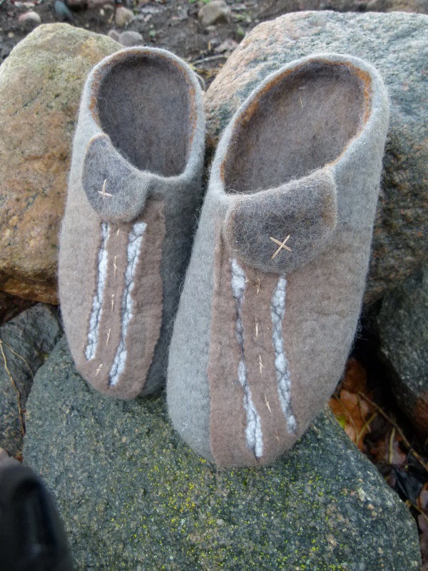male felted slippers " paths "
