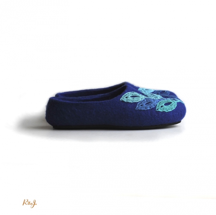 Felt slippers / felted slippers TEAL picture no. 2