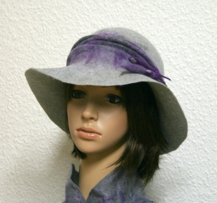 Hat " Grey and purple-2 "