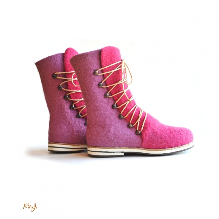Felt boots / felted boots PINK