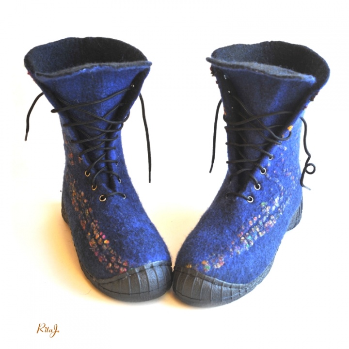 Veltinio batai / felted boots BLUE
