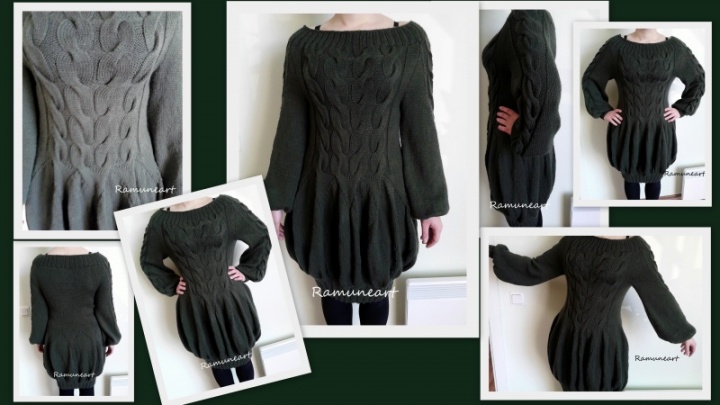 Moss-colored knit dress