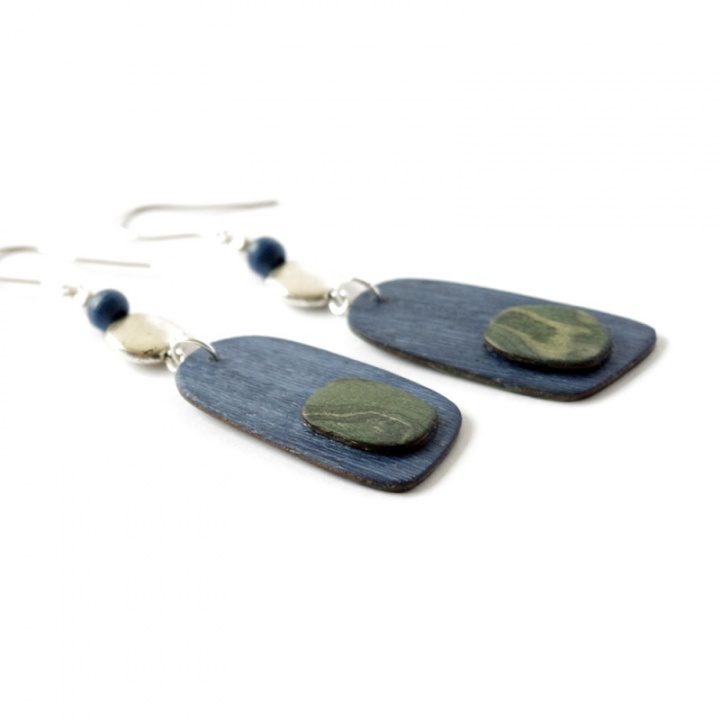 Spring freshness - blue wooden earrings picture no. 3