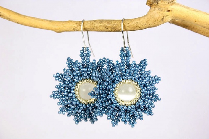 Earrings - blue flowers