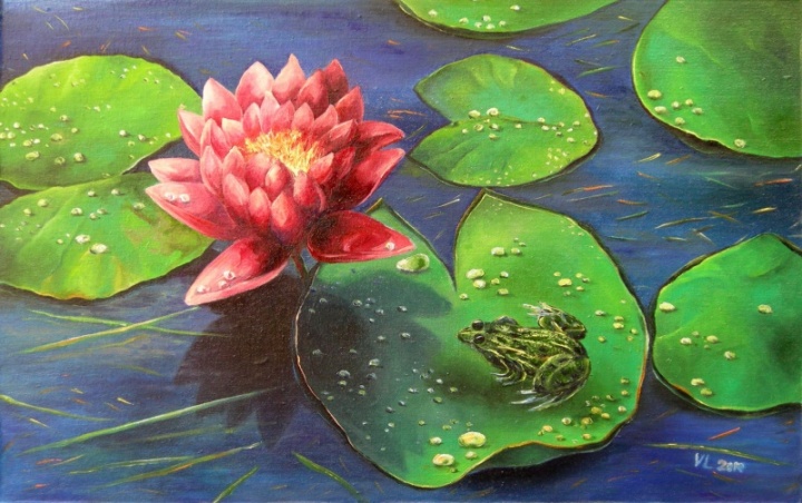 Lily and froggy (framed)