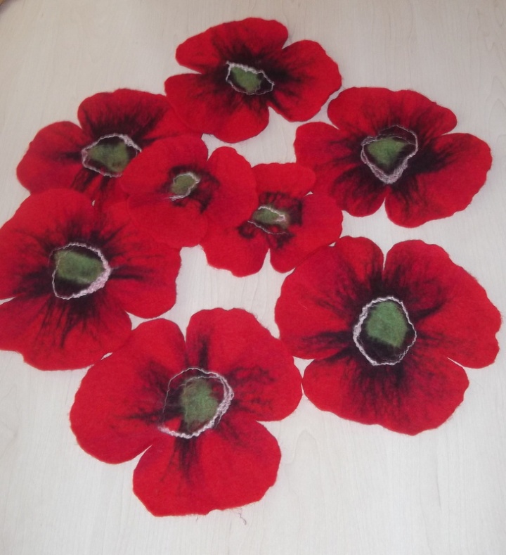 poppies decorate the table