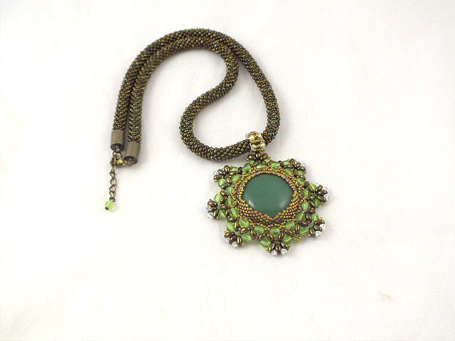 Crocheted necklace (tow) with Aventurine picture no. 3