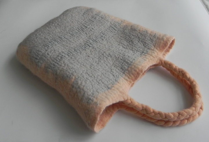 Felted by hand peach and gray combination