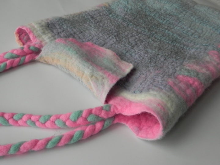 Felted by hand Summer pink gray