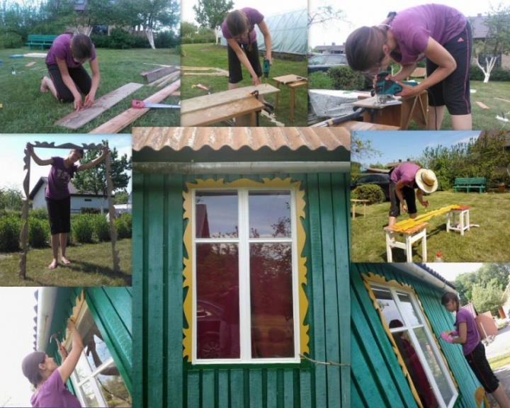 Garden house window frame ornaments