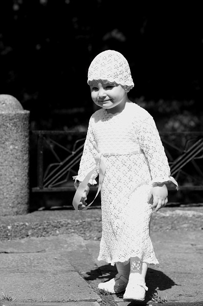 Crocheted christening suknyte