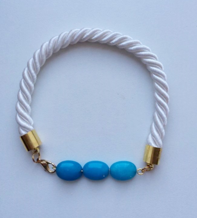 White rope bracelet with turquoise.