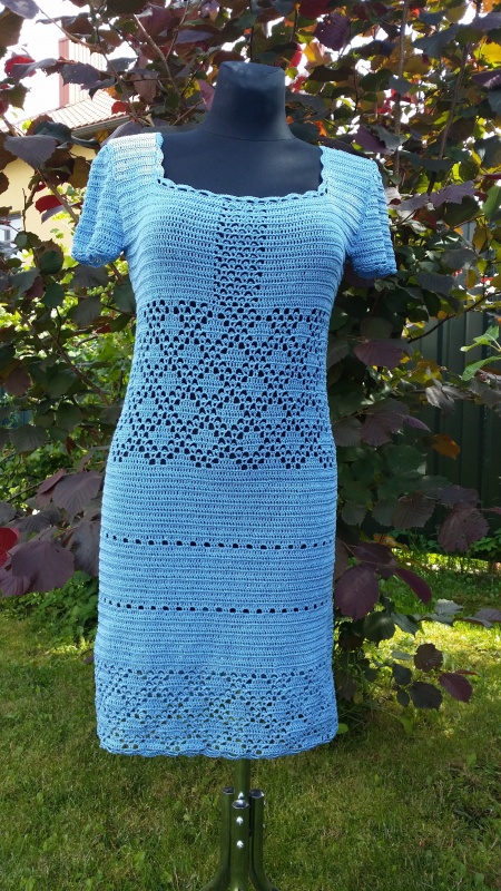 Crocheted blue dress