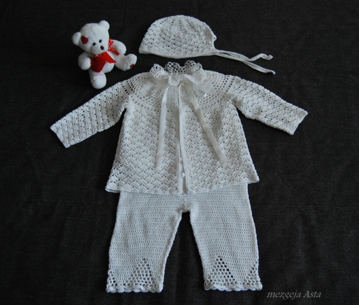 Crocheted christening clothes for boys