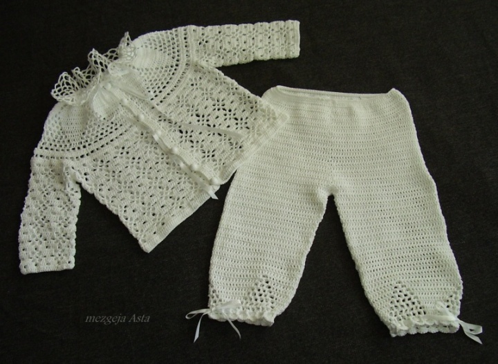 Crocheted christening clothes for boys