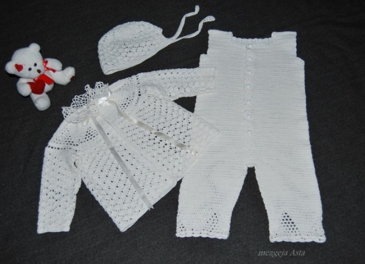 Crocheted christening clothes for boys