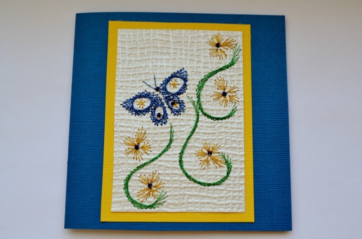 Embroidered postcard " butterfly "