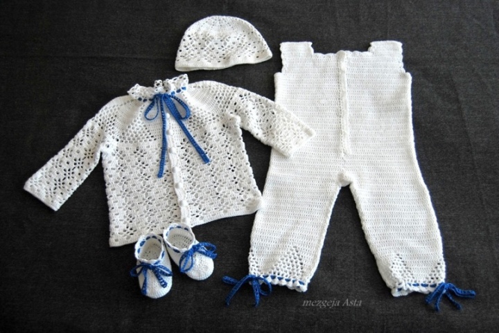Crocheted christening clothes for boys