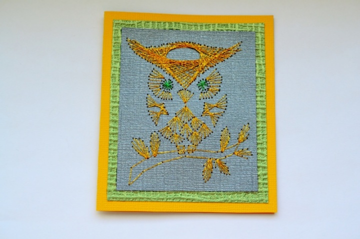 Embroidered postcard " owlet "