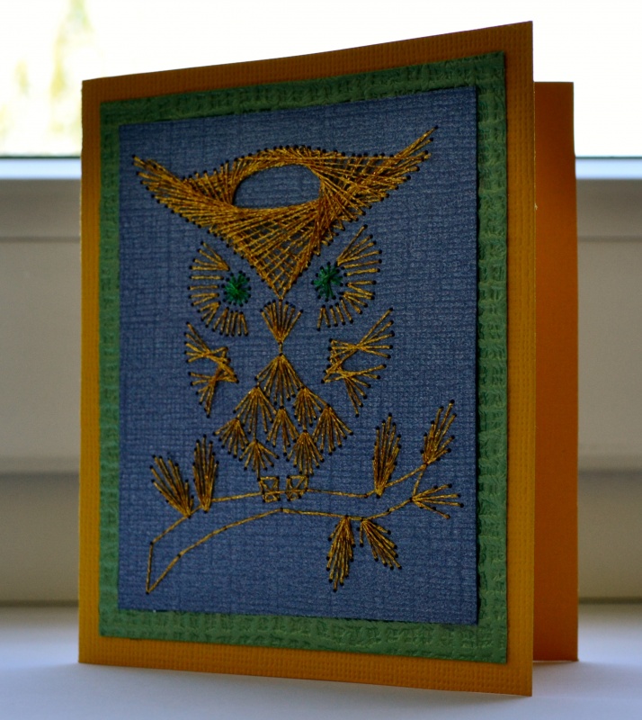 Embroidered postcard " owlet " picture no. 2