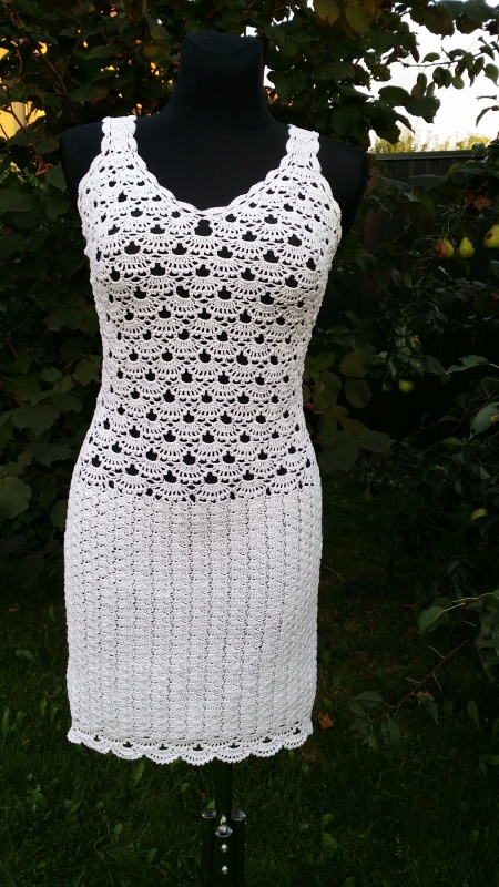 Crocheted white dress