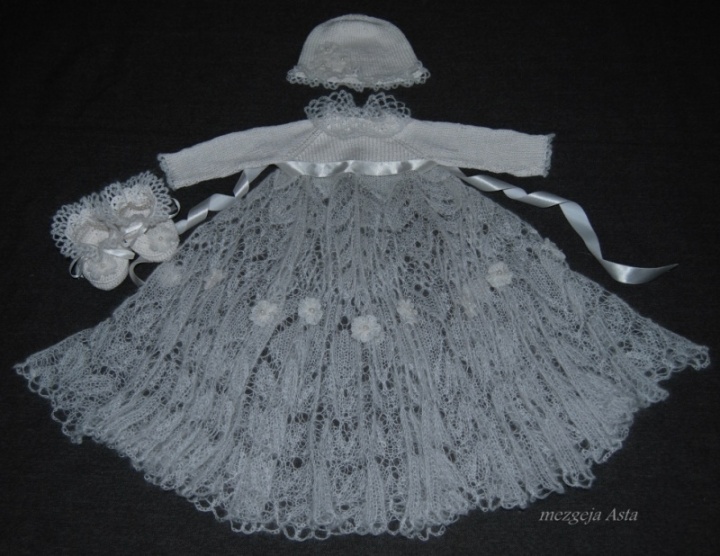 Knitted christening gown