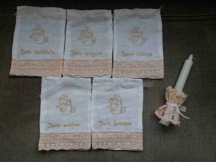 Linen bags with the inscription