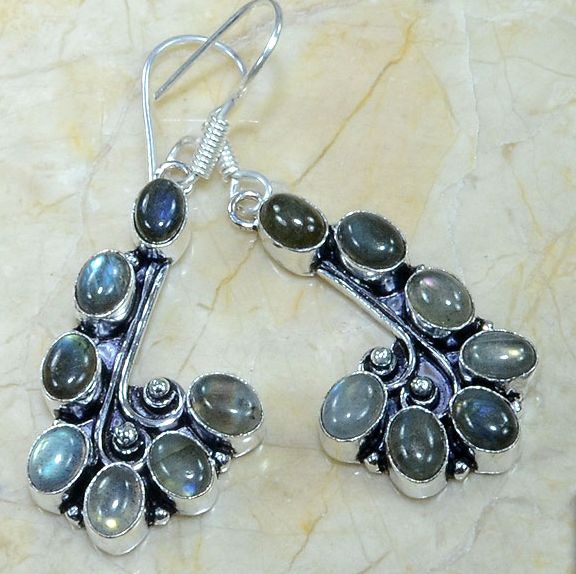 Earrings with labradorite