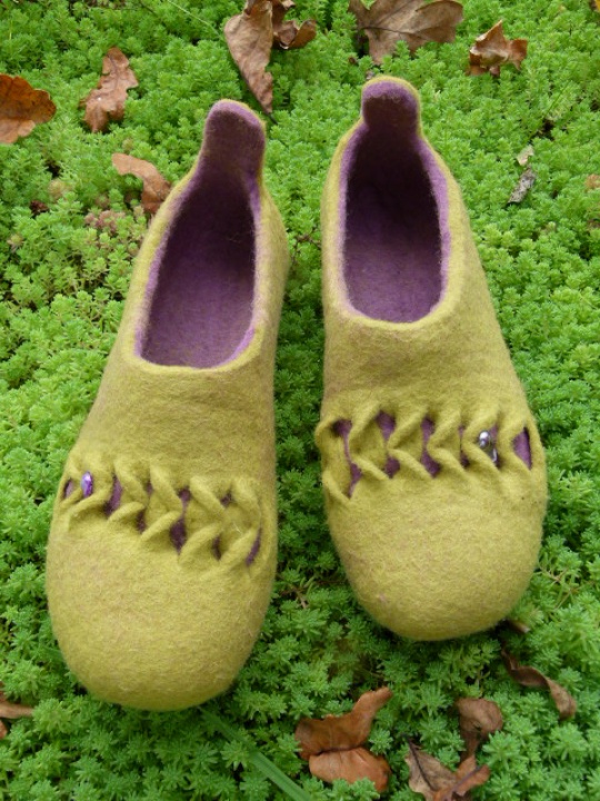 Olive green-felted slippers female " fragments " picture no. 2