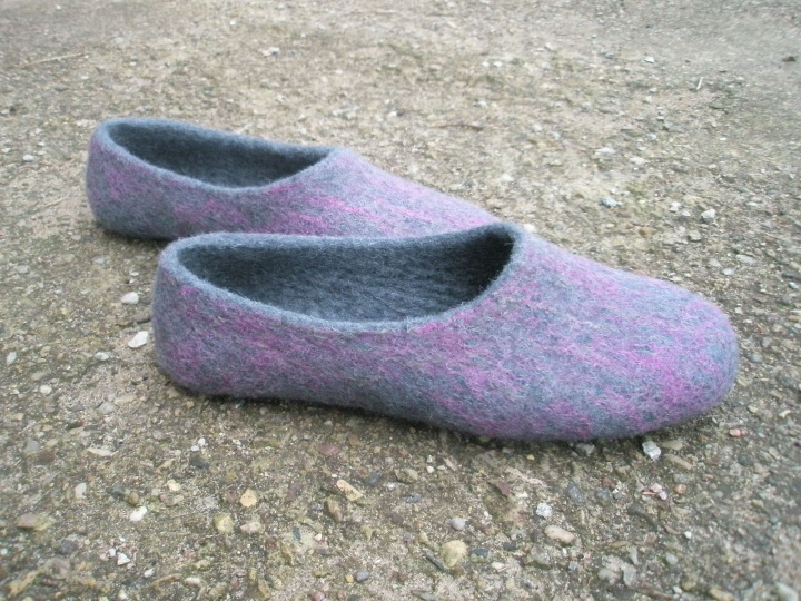 gray felt slippers