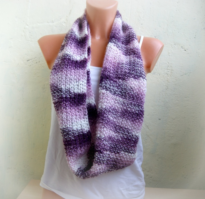 Stylish infinity scarf with mohair, snood, sleeve, double, and purple colors picture no. 2