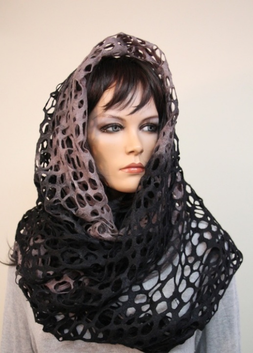 Infiniti wool scarf " Black Wings "