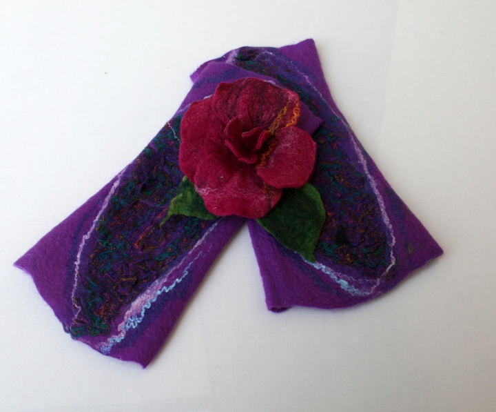 Wristlets trio ,, ,, purple flowers