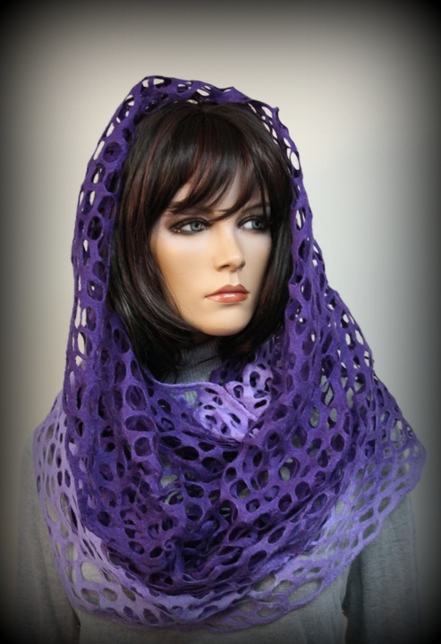 Infiniti wool scarf " Purple Wings "