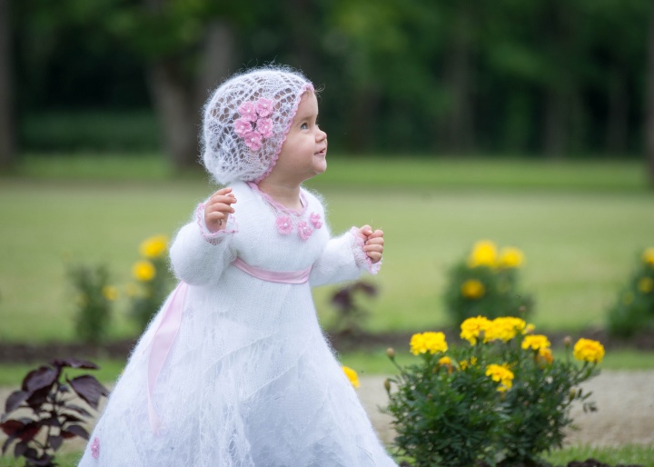 Knitted christening gown