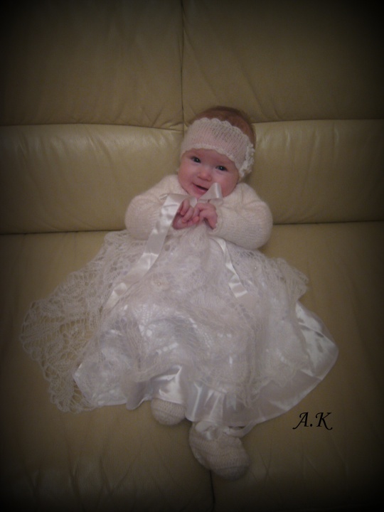 Knitted christening gown