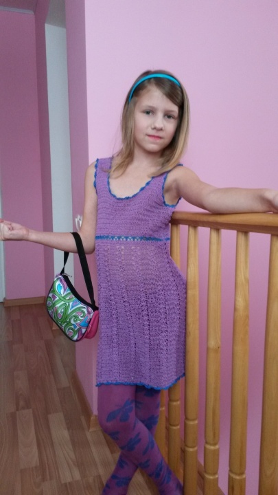 Purple crocheted dress