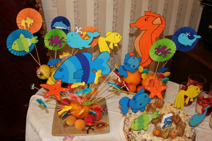 Birthday party theme decorations  Fish  • artist AkacijuAleja • Handmade  works from paper ideas made by Making