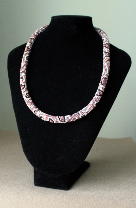 Beaded rope crochet " Snake" with geometric pattern, Beaded rope necklace  picture no. 2