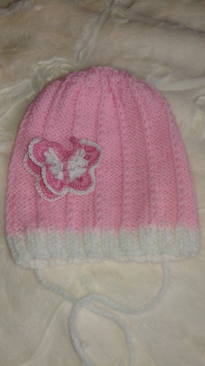 Pink hat with butterfly