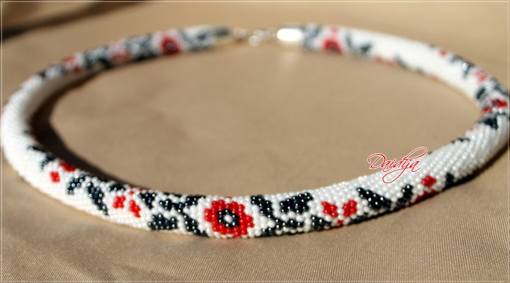 Beaded Crochet Rope Necklace - Beadwork - Seed beads jewelry - National Ukraine  picture no. 3