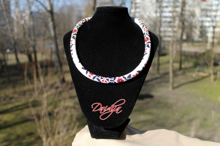 Beaded Crochet Rope Necklace - Beadwork - Seed beads jewelry - National Ukraine 