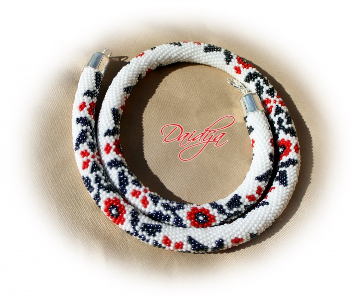 Beaded Crochet Rope Necklace - Beadwork - Seed beads jewelry - National Ukraine  picture no. 2
