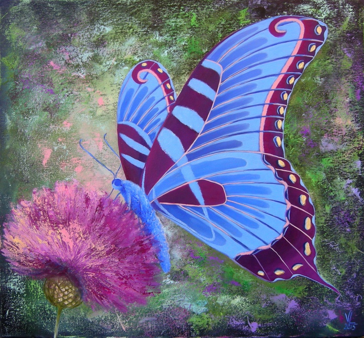 Blue butterfly 60x55
